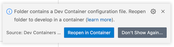 reopen in devcontainer