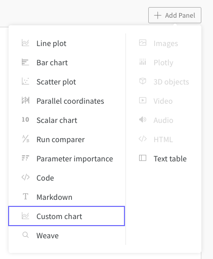 wandb custom chart button example